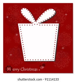 Merry Christmas card with gift box. Vector Illustration.