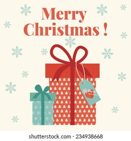 Merry Christmas card with gift boxes