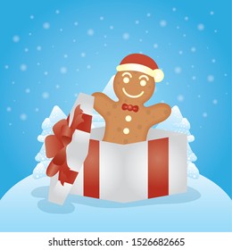 merry christmas card with ginger cookie vector illustration design