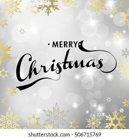 Merry Christmas card with gold glittering design effects. 