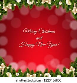 Merry Christmas Card With Gradient Mesh, Vector Illustration