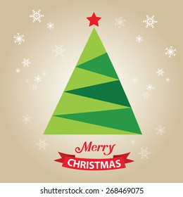 Merry christmas card, with graphic christmas tree Vector.