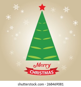 Merry christmas card, with graphic christmas tree Vector.