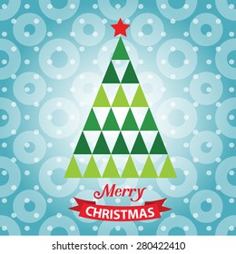 Merry christmas card, with graphic christmas tree vector.