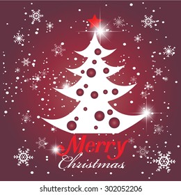Merry christmas card, with graphic christmas tree vector.