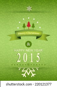 merry christmas card green background .vector illustration