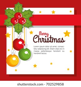 merry christmas card greeting balls hang flower decoration