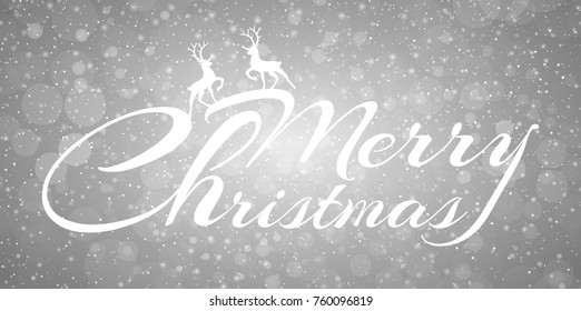 Merry Christmas - card with greeting and illustration. Vector.
