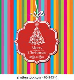 Merry Christmas card. greeting card on a red background with bow. vector illustration