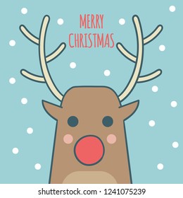 Merry christmas card greeting with reindeer