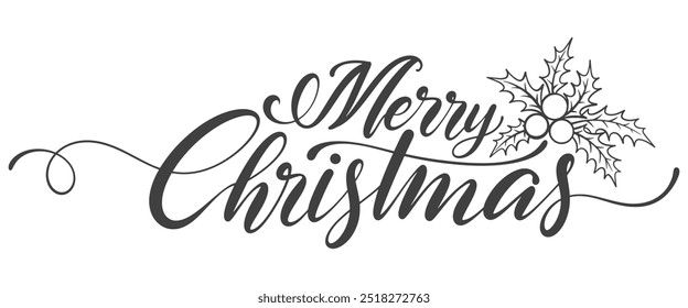 Merry Christmas card. Hand drawn brush style modern calligraphy. Vector illustration of handwritten lettering. Vector eps