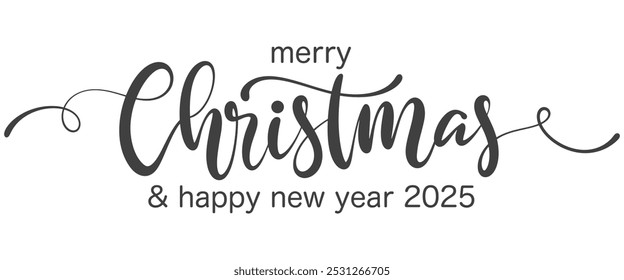 Merry Christmas card. Hand drawn brush style modern calligraphy. Vector illustration of handwritten lettering. Vector eps