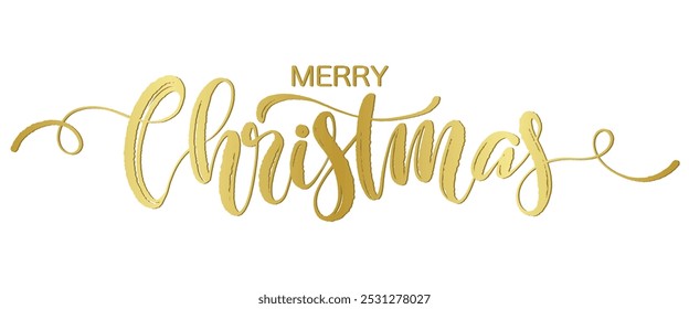 Merry Christmas card. Hand drawn brush style modern calligraphy. Vector illustration of handwritten lettering. Vector eps