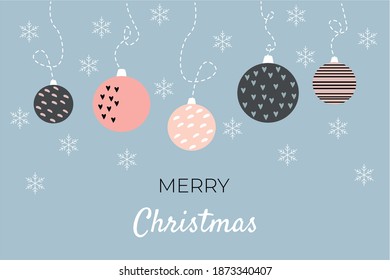 tarjeta navideña con decoración de bola colgante ilustración vectorial EPS10