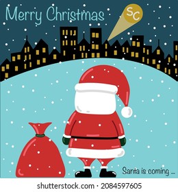 Merry Christmas card Holiday mood Santa in the city