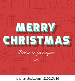 Merry Christmas card with christmas icon and symbol