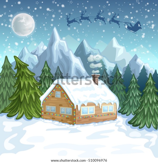 Merry Christmas Card Illustration Christmas House Stock Vector (Royalty ...