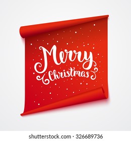 Merry christmas card. Isolated sticker with lettering. Vector art illustration.