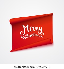 Merry christmas card. Isolated sticker with lettering. Vector art illustration.