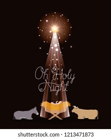merry christmas card with jesus baby and animals