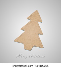 Merry christmas card with leather christmas tree-vector