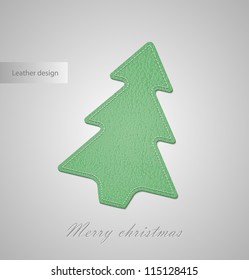 Merry christmas card with leather christmas tree-vector