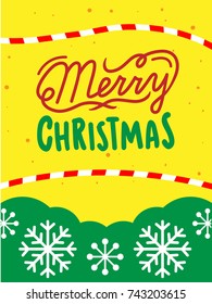 merry christmas card with lettering and snowflakes