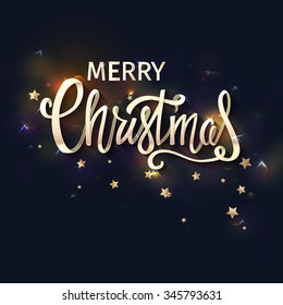 Merry Christmas card with lettering. Vector illustration.