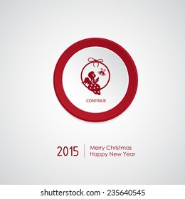 Merry Christmas card with long Shadow and with angel. Vector Illustration.