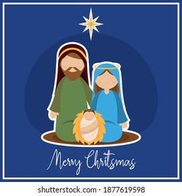 Fröhliche Weihnachtskarte mit Krippe - Vektorgrafik
