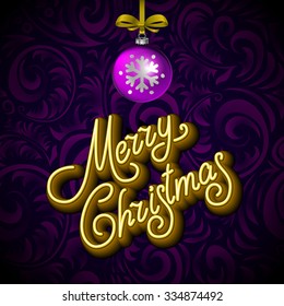 Merry Christmas Card with Neon Color and Bokeh Lighting Background