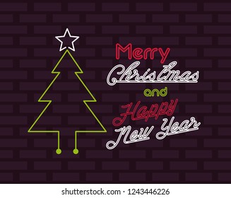merry christmas card neon light