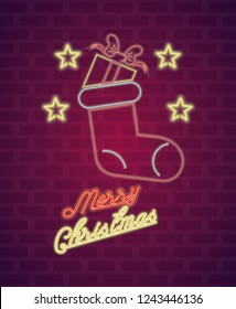 merry christmas card neon lights