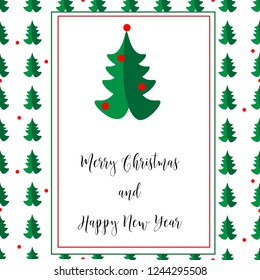 Merry Christmas card with New Year tree on the white background. Beautiful Xmas tree for Merry Christmas celebration.