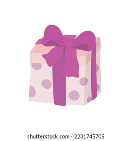 Merry Christmas card with New Year's gift box. Postcard for business, congratulate customers on the new year.
