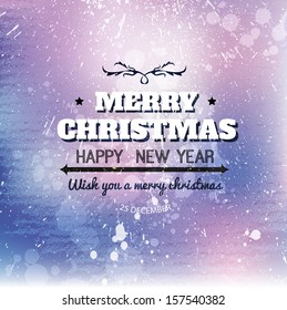 Merry Christmas card on grunge paper with place for your text. Grunge effects can be easily removed for a brand new, clean sign.