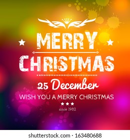 Merry Christmas card on grunge paper with place for your text. Grunge effects can be easily removed for a brand new, clean sign.You can replace with your own text