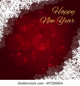 Merry Christmas card on red background. Vector illustration