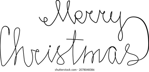 Merry Christmas card one line art. Continuous line drawing of new year holidays, christmas, congratulations, rest, weekend, celebration, festive atmosphere, decoration.