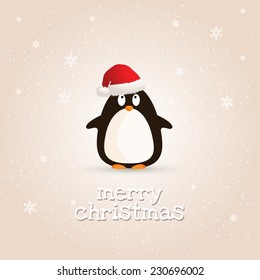 Merry Christmas Card With Penguin