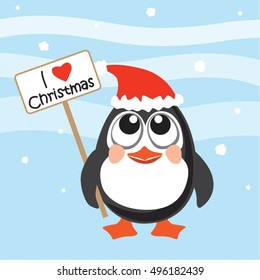 Merry Christmas card with Penguin