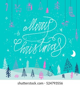 Merry Christmas card. Perfect design for congratulation cards, banners and flyers. Xmas design