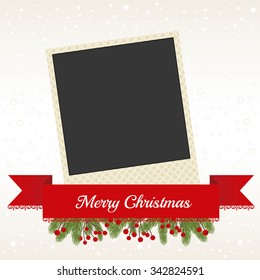 Merry Christmas Card With Photo Frame