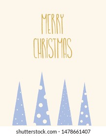 Merry Christmas card with pine trees