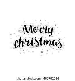 Merry Christmas. Christmas card or poster. Design of New Year's printed product. Vector illustration. Lettering and calligraphy. Winter holiday. Vintage. The inscription on the shiny background.