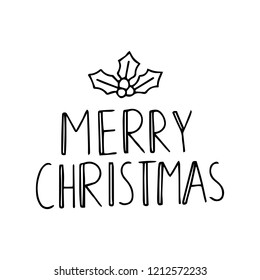 Merry Christmas card Poster Typography design. Hand drawn Merry Christmas lettering phrase. Scrapbooking or journaling card with quote.