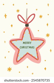 Merry christmas card. Merry christmas poster. Vector illustration. Modern beautiful christmas card and poster design with typography. Minimal art banner, poster, cover templates. 
