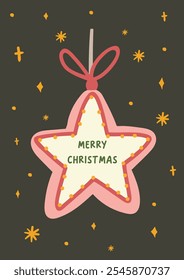 Merry christmas card. Merry christmas poster. Vector illustration. Modern beautiful christmas card and poster design with typography. Minimal art banner, poster, cover templates. 