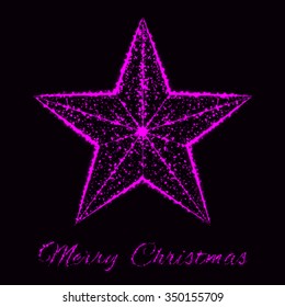 Merry Christmas card of purple lights