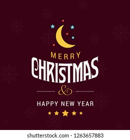 Merry Christmas card with red background and typography vector